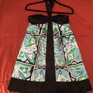 Silk halter dress from Bebe 👗💙💚🖤